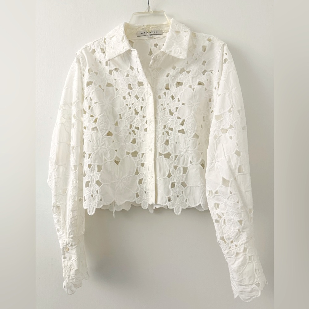 ⭐️Endless Rose cutout button-up lace top Anthropologie Nordstrom - Picture 2 of 11